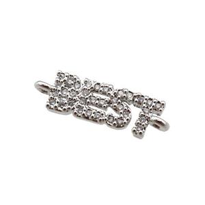 copper BEST connector pave zircon, platinum plated, approx 5-14mm