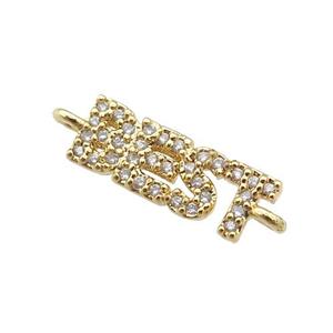 copper BEST connector pave zircon, gold plated, approx 5-14mm