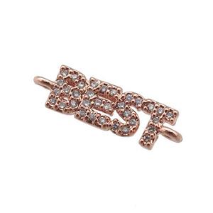 copper BEST connector pave zircon, rose gold, approx 5-14mm