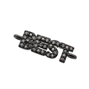 copper BEST connector pave zircon, black plated, approx 5-14mm