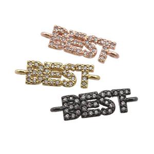 copper BEST connector pave zircon, mixed, approx 5-14mm