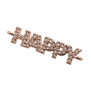 copper HAPPY connector paved zircon, rose gold, approx 5-20mm