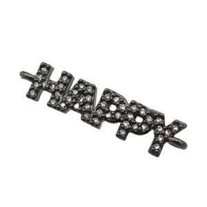 copper HAPPY connector paved zircon, black plated, approx 5-20mm