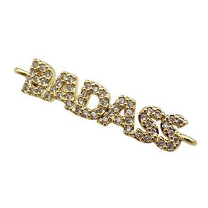 copper BADASS connector paved zircon, gold plated, approx 5-23mm