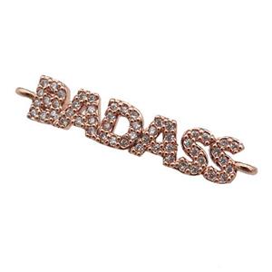copper BADASS connector paved zircon, rose gold, approx 5-23mm