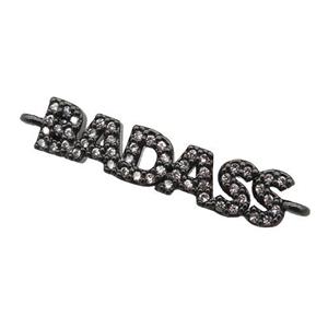 copper BADASS connector paved zircon, black plated, approx 5-23mm