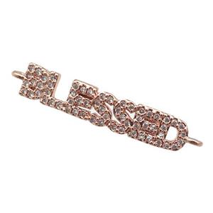 copper BLESSED connector paved zircon, rose gold, approx 5-25mm
