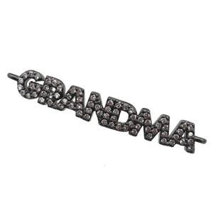 copper GRANDMA connector paved zircon, black plated, approx 5-32mm