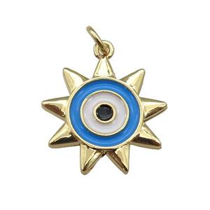 copper Sun Eye pendant with enamel, gold plated, approx 18.5mm