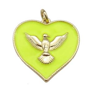 copper Heart pendant with yellow enamel, hawk, gold plated, approx 20-22mm