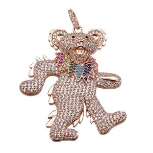 copper Bear pendant paved zircon, rose gold, approx 35-50mm