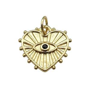 copper Heart pendant paved zircon, eye, gold plated, approx 14mm