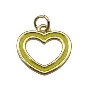 copper Heart pendant with yellow enamel, gold plated, approx 15mm