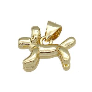 copper dog charm pendant, gold plated, approx 12-15mm