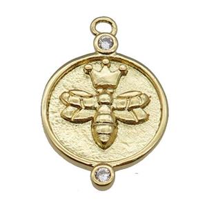 copper honeybee pendant, gold plated, approx 15mm