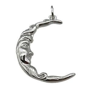 cpper Moon charm face, platinum plated, approx 20-25mm