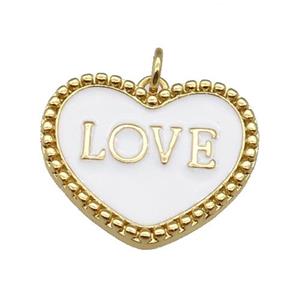copper Heart pendant with white enamel, LOVE, gold plated, approx 17-23mm