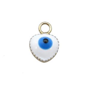 copper Evil Eye pendant with white enamel, gold plated, approx 7mm