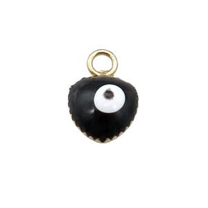 copper Evil Eye pendant with black enamel, gold plated, approx 7mm