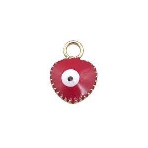 copper Evil Eye pendant with red enamel, gold plated, approx 7mm