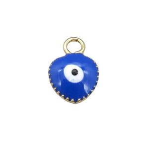 copper Evil Eye pendant with blue enamel, gold plated, approx 7mm