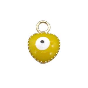 copper Evil Eye pendant with yellow enamel, gold plated, approx 7mm