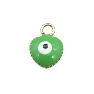copper Evil Eye pendant with green enamel, gold plated, approx 7mm