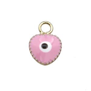 copper Evil Eye pendant with pink enamel, gold plated, approx 7mm