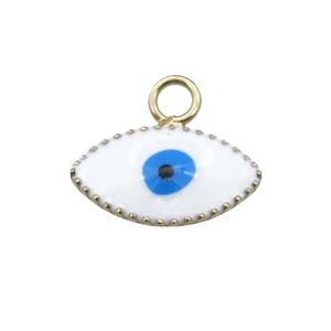 copper Evil Eye pendant with white enamel, gold plated, approx 6-10mm