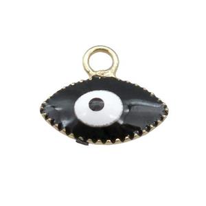 copper Evil Eye pendant with black enamel, gold plated, approx 6-10mm