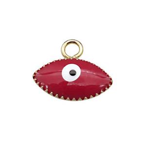 copper Evil Eye pendant with red enamel, gold plated, approx 6-10mm