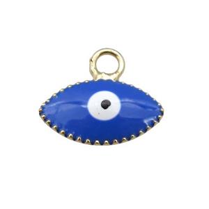 copper Evil Eye pendant with royalblue enamel, gold plated, approx 6-10mm