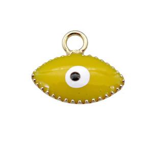 copper Evil Eye pendant with yellow enamel, gold plated, approx 6-10mm