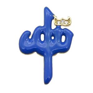 copper Charm pendant with blue enamel, gold plated, approx 18-27mm