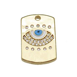 copper rectangle paved zircon with white enamel eye, gold plated, approx 12-20mm