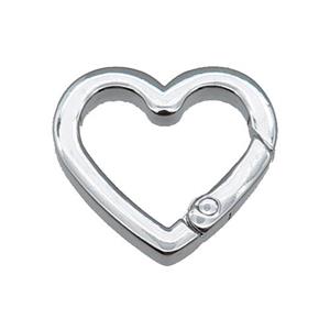 copper Carabiner Clasp, heart, platinum plated, approx 22mm