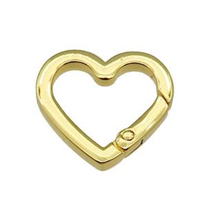 copper Carabiner Clasp, heart, gold plated, approx 22mm
