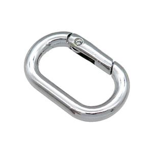 copper Carabiner Clasp, oval, platinum plated, approx 20-30mm