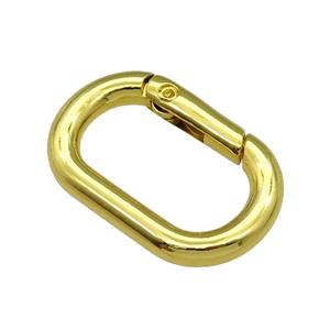 copper Carabiner Clasp, oval, gold plated, approx 20-30mm