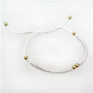 white nylon braclet, adjustable, approx 20-24cm length