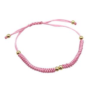 pink nylon braclet, adjustable, approx 20-24cm length