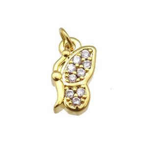 copper butterfly pendant paved zircon, gold plated, approx 6-12mm