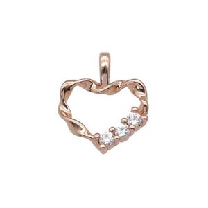 copper Heart pendant paved zircon, rose gold, approx 12mm
