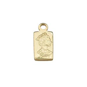 copper Queen pendant, rectangle, gold plated, approx 5-9mm