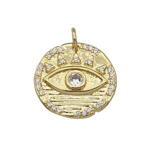 copper circle Eye pendant paved zircon, gold plated, approx 17mm
