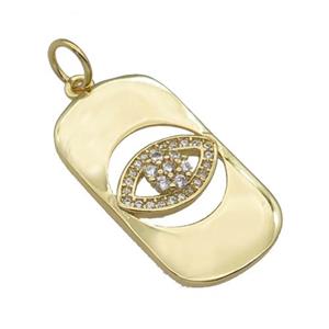 copper rectangle Eye pendant paved zircon, gold plated, approx 14-25mm