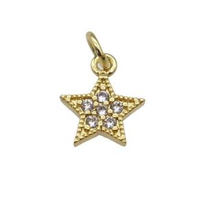 copper star pendant pave zircon, gold plated, approx 8mm
