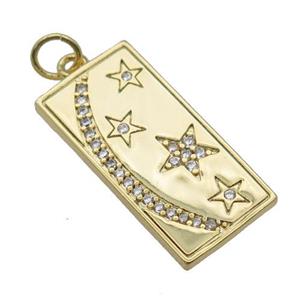 copper Moon star pendant paved zirocn, gold plated, approx 11-21mm
