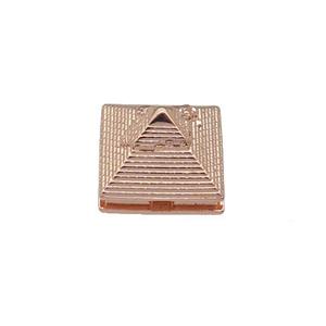coppery Pyramid charm beads, rose gold, approx 13mm