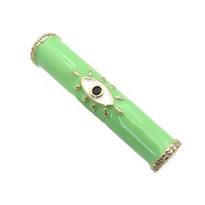 copper curved tube beads with appleGreen enamel, eye, gold plated, approx 8-36mm, 4mm hole